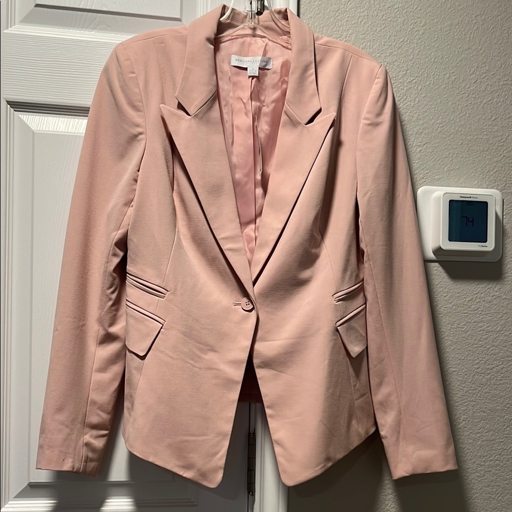 New York & Company Pink Blazer Tailored Suit Jacket